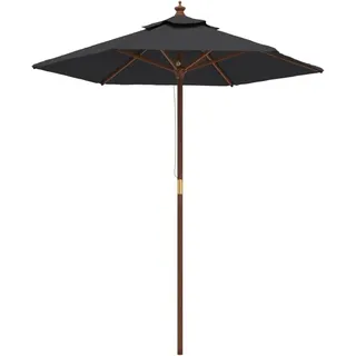 vidaXL Sonnenschirm mit Holzmast 196 x 231 cm Schwarz