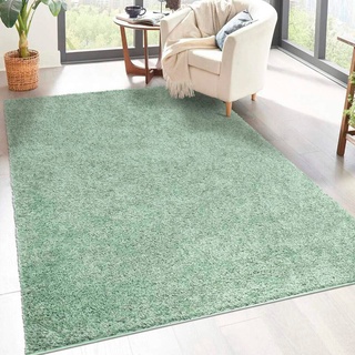 Hochflor-Teppich CARPET CITY "City Shaggy" Teppiche Gr. B/L: 230 cm x 320 cm, 30 mm, 1 St., grün Esszimmerteppiche Robuster Langflor Teppich uni, besonders flauschig weich