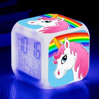 RAILONCH Einhorn Wecker für Mädchen, Digitaler Wecker mit LED Nacht, beleuchtetes Kindertagsgeschenk für Kinder Jungen und Mädchen (008)