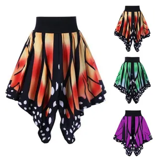Rock Damen Schmetterling - Fasching & Karneval Schmetterling Kostüm - Damen Schmetterlings Rock Festival Party Schwingen Tanz Faltenrock Minirock Falten Boho Röcke Skater Skirts@