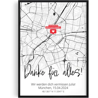 Tassenliebling® Abschiedsgeschenk Kollegin Poster personalisiert - Kollege Abschied - Danke für alles - A4 (21x30cm), A3, mit oder ohne Rahmen - Bürotasse zum Jobwechsel - Arbeitskollegin