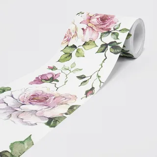 Dimex Selbstklebende Bordüre ROSEN - Tapetenbordüre Wandbordüre - Dekorative Wandtatto für Wände, Möbel, Decken, Tapeten, Türen - auf 5 m x 0,15 m je Rolle