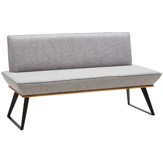 Voleo Sitzbank, Schwarz, Eiche, Hellgrau, Metall, Eiche, massiv, Uni, 2-3-Sitzer, 160x87x64 cm, Stoffauswahl, mit Rückenlehne, Esszimmer, Bänke, Sitzbänke