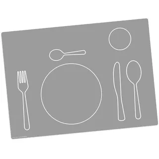 Tischset | Platzset abwaschbar - Montessori Kinder Tischset für Jungen und Mädchen - 44 x 32 cm - aus hochwertigem Vinyl (Grau)