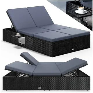 CASARIA Sonnenliege 200 x 115 x 33 cm Schwarz/Anthrazit