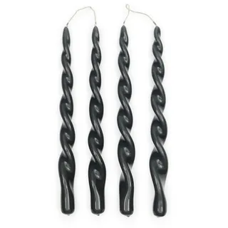 Rivièra Maison Spitzkerze Twisted Dinner Candles dark grey glänzend 4 pieces, Stabkerzen