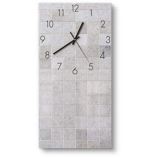 DEQORI Wanduhr 'Fliesenwand aus Keramik' (Glas Glasuhr modern Wand Uhr Design Küchenuhr) grau 30 cm x 60 cm