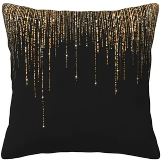 Schwarz-Gold glitzernder Glitzer, Kissenbezug, dekorativer Kissenbezug aus Cord, Kissenbezüge für Schlafzimmersofa, 40 cm