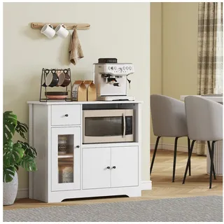 Homcom Küchenschrank Sideboard mit Mikrowellenregal 0 x 0 x 0 Weiß