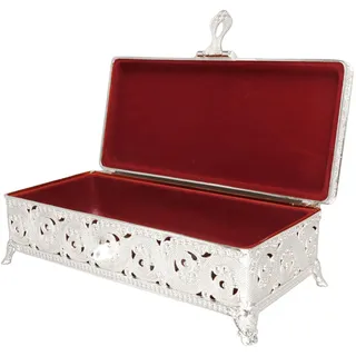 Wakects Vintage-Schmuckkästchen aus Metall, Weicher Samt, Rostfrei, Kratzfest, Rechteckig, Schmuckkästchen für Damen und Mädchen, Ohrringe für Uhren (Silber)