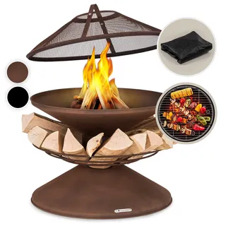 Blumfeldt Feuerschale Grill Ø 65 cm Feuerstelle Terrasse Korb Stahl Funkenschutz