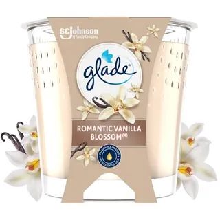Glade Vegane Duftkerze mit ätherischen Ölen – neue Formel ohne Palmöl – Romantic Vanilla Blossom – 1 Kerze