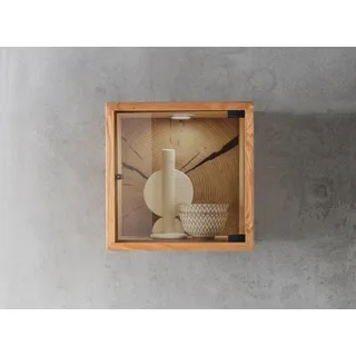 Wandregal Würfel 34x34cm mit Glastür Wildeiche Eiche geölt massiv NEU OVP!!!