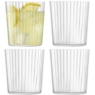 LSA International Gio Line Becher 390ml Klar x 4 | Longdrinkglas, Klarglas, glatte Transmission, geriffelte Oberfläche, für Wasser, Saft, Cocktails, Aperitifs