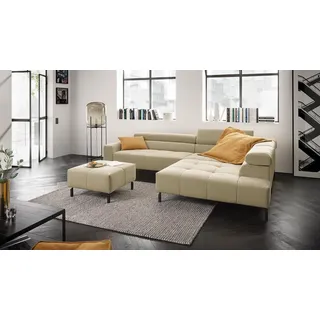 Ecksofa Wohnlandschaft Eckgarnitur Kopfteilverstellung Cleveland Velours taupe