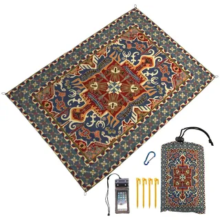 FANSU Wasserdicht Strandmatte, 3D Picknickdecke Große Picknickdecke, Stranddecke Sandfrei, Waschbare Stranddecke für Picknick, Camping, Strand (100x140cm,Blaue Nation)