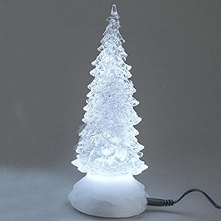 Deko Baum 'Pyramide' mit Licht und Wasser, 22 cm, weiß