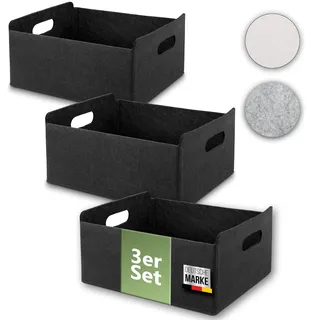 beschmann Aufbewahrungskorb Filz Organizer faltbare Aufbewahrungsbox Filzbox Aufbewahrung Filz Aufbewahrungsbox Kleiderschrank Regal Korb Filzkorb Aufbewahrung Kleiderschrank (schwarz, 3er)