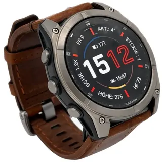 Garmin fenix 8 AMOLED 51 mm sapphire, graphit / titanium titan mit QuickFit Leder-Armband 26 mm 