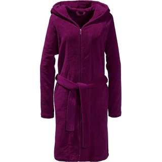 Erwin Müller Bademantel Velours Unisex-Bademantel "Balingen" mit Kapuze, Kurzform, Velours-Frottier, mit Kapuze, V03, Velours Uni rot Kurzform | L