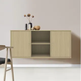 Sideboard HAMMEL FURNITURE "Mistral, Hochwertig Schrank, hängend/stehend montierbar", weiß (eiche weiß pigmentiert), B:133cm H:61cm T:42cm, Sideboards, Sideboard, mit zwei Türen, B: 133 cm, anpassungsbar Designmöbel