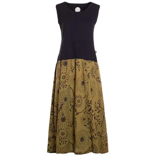 Vishes Maxikleid Damen Wadenlang Baumwolle Casual Bedruckt Verstellbares Kleid Alternative Mode, Boho, Hippie, Ethno, Festival grün 48