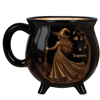 Cauldron Mug - Hexenkatze Keramik Trinkbecher,Dekorative Tasse Gothik Tee Kaffee Geschirr Für Freunde Familie Halloween Treffen Gruselige Events