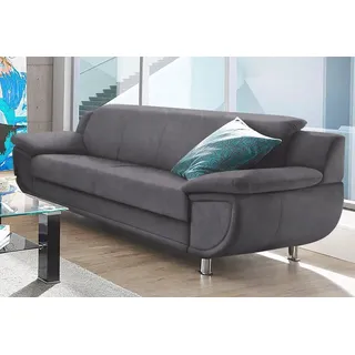 TRENDMANUFAKTUR 3-Sitzer Kunstleder 3-Sitzer Grau
