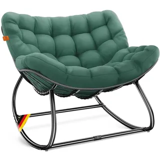 KESSER Schaukelstuhl Schaukelsessel für drinnen & draußen Relaxsessel ergonomisch (Loungesessel Witterungsbeständig mit Rutschfesten Füßen), maximale Belastung 120 kg Ideal für Balkon, Garten und Wohnzimmer grün