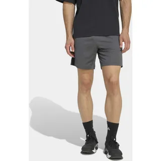 adidas Workout Essentials Base 3 Stripes Pique 7" Sport-Shorts Grey Five/Black S