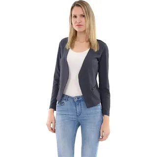 malito more than fashion Jackenblazer malito Damen Blazer ohne Kragen, Sakko im Basic Look, Kurzjacke mit Sweatblazer im Basic-Look grau M