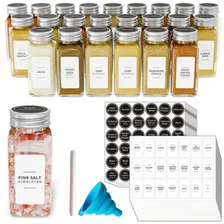 SpaceAid Gewürzbehälter Gewürzdosen mit Etiketten, (für Gewürzregal, Schrank und Schublade, 24-tlg)