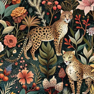 Selbstklebende Tapete Dschungel Tropisch,44 x 600cm Bunt Wald Tapete mit Leopard Tiere Tapeten Rosa Blumen Grün Blätter Pflanzen Tapeten Kinderzimmer Möbelfolie Selbstklebend für Badezimmer Wohnzimmer
