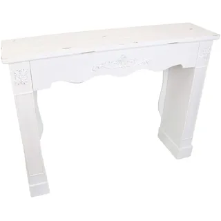 FRANK FLECHTWAREN Kaminkonsole, Kaminumrandung Shabby ca. 98 x 25 x 96 cm | Used-Look, Verspielte Ornamente