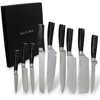 natumo Allzweckmesser NATUMO Küchenmesser Set 9-teilig. HRC 56+ scharfes Messerset Profi in schwarz