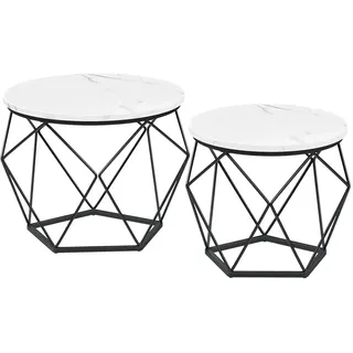 VASAGLE Couchtisch-Set Weiß-Schwarz 50 x 40 cm