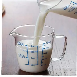 AMOYER 250ml hitzebeständiges Glas Messbecher Kinder Milk Cup mit Skala Mikrowellenmessbecher Transparent Maßstab Cup