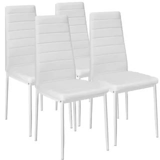 Tectake Esszimmerstuhl Thomas Kunstleder weiß 4er Set