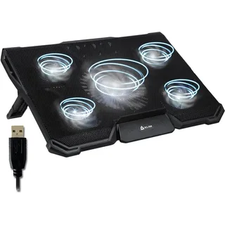Cyclone Laptop Kühler mit 5 Lüftern gegen Überhitzung | Bietet bis zu 2200 Umdrehungen pro Minute kompatibel mit Console, Weiß