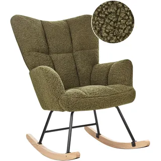 Beliani Schaukelsessel, Schwarz, Hellbraun, Olivgrün, Textil, 71x104x83 cm, Wohnzimmer, Sessel, Schaukelstühle
