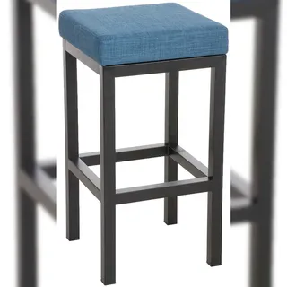 DELUKE® Barhocker KIEL - Blau, Stoff, Stahl, 85cm Höhe | Barhocker ohne Lehne Barstuhl Tresenhocker Tresenstuhl Kneipenhocker Kneipenstuhl