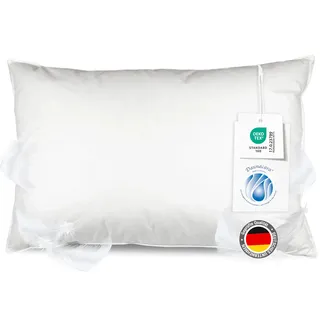 ZOLLNER Kopfkissen aus 90% Federn und 10% Daunen - Made in Germany - für Allergiker geeignet – Bezug aus hochwertiger Baumwolle - waschbar bis 60°C - 60x90 cm - Hotelqualität