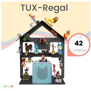 TUX Wandregal TUX-Regal passend für Toniebox für über 42 Tonies "Haus", Komplett-Set, Made in Germany grau