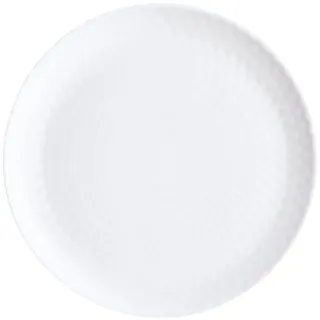 Luminarc Pampille Weißer Flacher Teller Opal, 25 cm, mikrowellengeeignet, kühlschrankgeeignet, recycelbar
