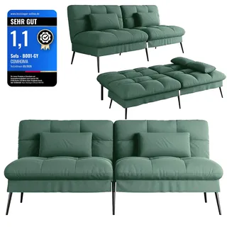 COMHOMA Sofa Schlafsofa mit Schlaffunktion, überzug Futon Klappsofa, Bettcouch, ecksofa, Couch Gästebett, 3-Sitzer Sofa, mit verstellbare Rückenlehne aus Stoff Grün