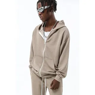 COFI Casuals Trainingsanzug Zweiteiler Herren Trainingsanzug Jogginganzug Set mit Reißverschluss beige M