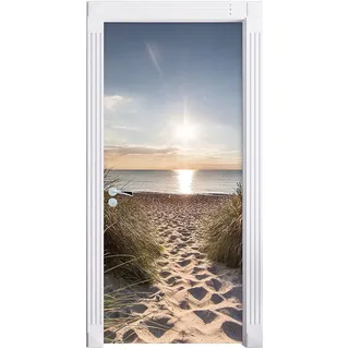 VIRANDA Türtapete Selbstklebend Türposter -STEG ZUM MEER Türfolie 3D Ostsee Nordsee Strand 86x200cm