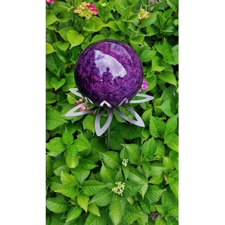 Jürgen Bocker Garten-Ambiente Blütenzauber Paris Rosenkugel 15 cm Edelstahl Gartenstecker Deko mit Stab 80 cm (violett)