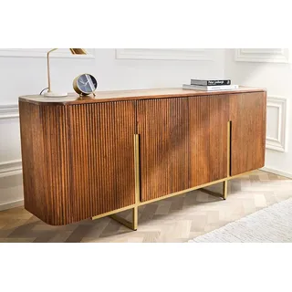 riess-ambiente Sideboard GATSBY 160cm braun / mattgold (Einzelartikel, 1 St), Wohnzimmer · Massivholz · Metall · Kommode · Retro Design braun 160 cm x 75 cm x 40 cm