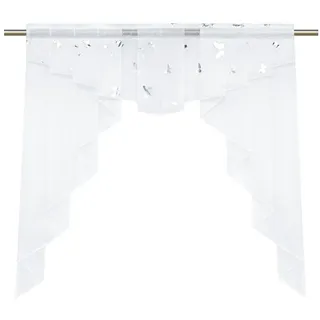 Joyswahl Scheibengardine (1 St), Stangendurchzug, transparent, Küche Bistrogardinen Voile Kurzgardinen, Schmetterling Muster weiß 100 cm x 100 cm